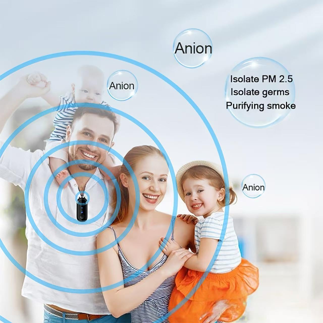 Portable Negative Ion Air Purifier Necklace, Personal Wearable Purification Device, Black, 3.1 X 1.4 X 0.9 Inches, 1.2 Billion Ion Output (Black)