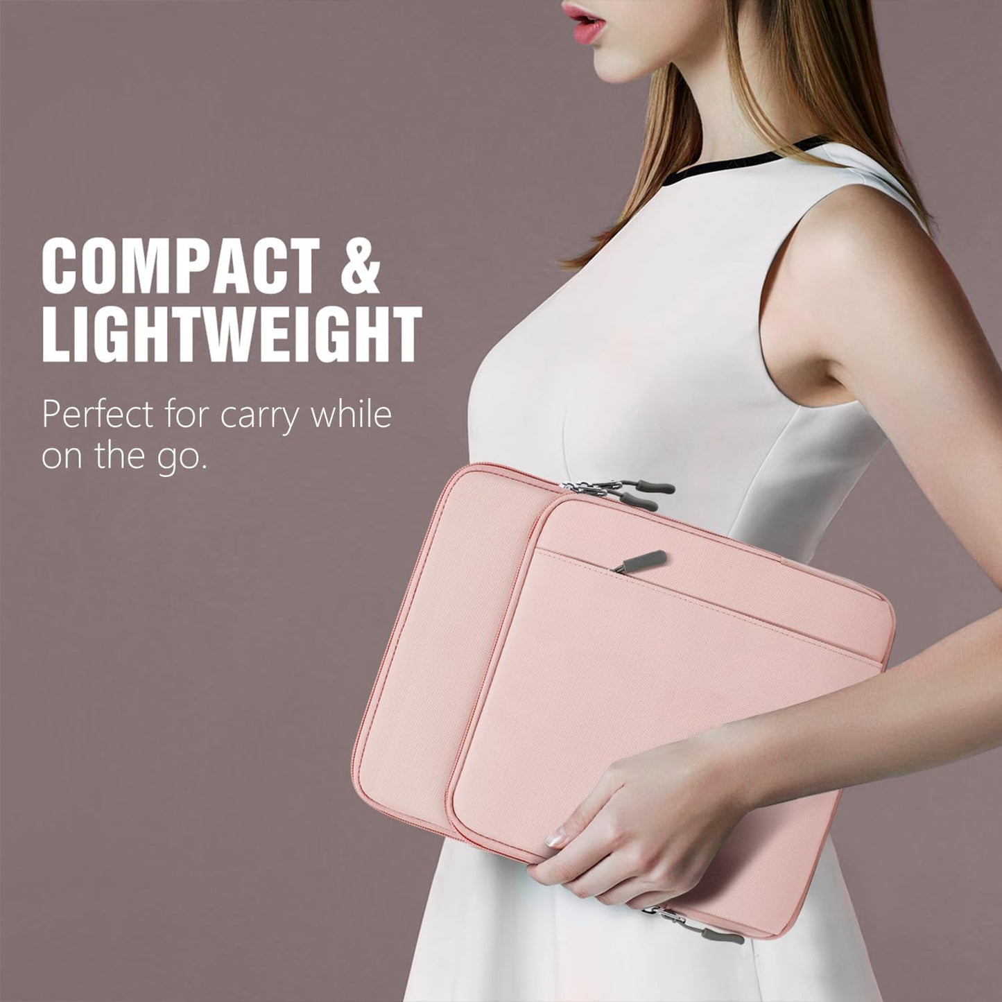 13.3-14 Inch Laptop Sleeve Case Carrying Bag with Pockets for Surface Pro 9/8/X, Macbook Air 2022-2018, Macbook Pro M2 14" /13" M2/M1 Max 14.2 2023-2021, Galaxy Tab S9+/S8+ 12.4", Pink