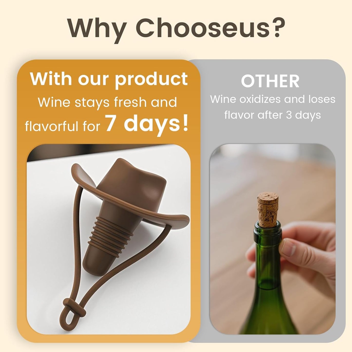 2 Pack Cowboy Hat Wine Stopper, Silicone Wine Stoppers for Wine Bottles, Funny Gifts for Men and Women (Coffee & Pink)