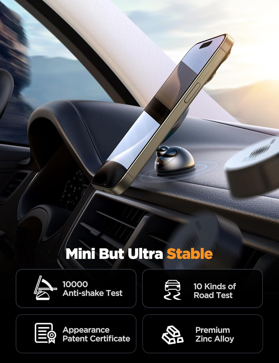 for Magsafe Car Mount, All-Metal Magnetic Phone Holder for Car, [Stronger Magnet] Car Magnet Phone Mount for Dash, Fit for Iphone 16 15 14 13 12