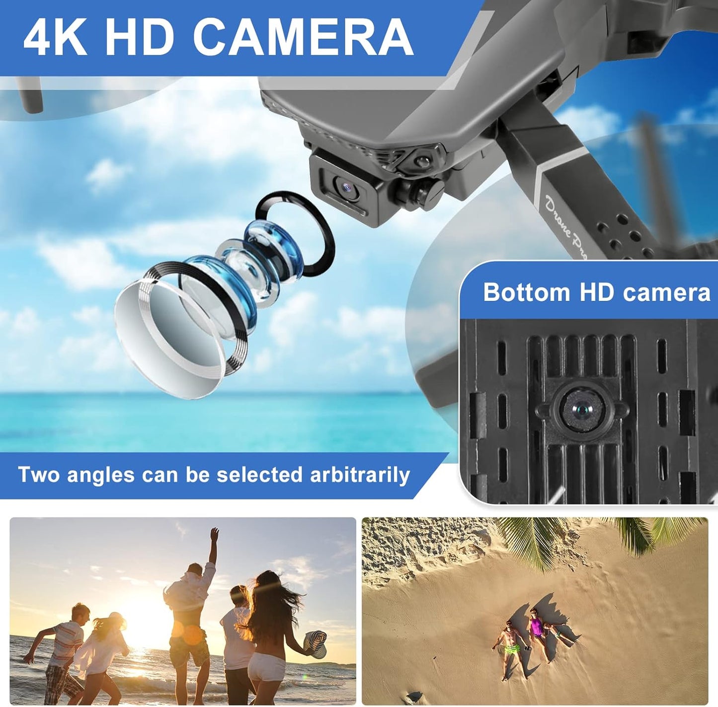 Mini Drone with Camera, 4K HD FPV Drone, Altitude Hold, Gesture Selfie, One Key Return/Emergency Stop, 3D Flips, Waypoint Fly, 2 Batteries, Foldable Drones for Kids and Beginners