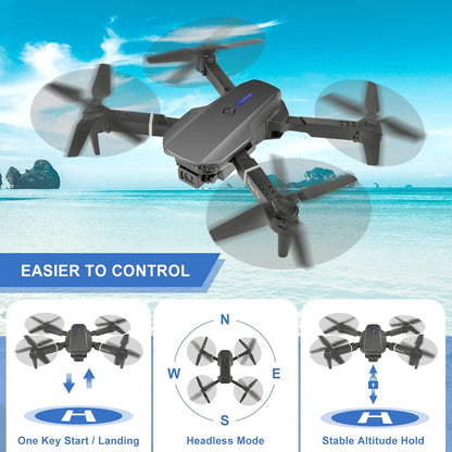 Mini Drone with Camera, 4K HD FPV Drone, Altitude Hold, Gesture Selfie, One Key Return/Emergency Stop, 3D Flips, Waypoint Fly, 2 Batteries, Foldable Drones for Kids and Beginners