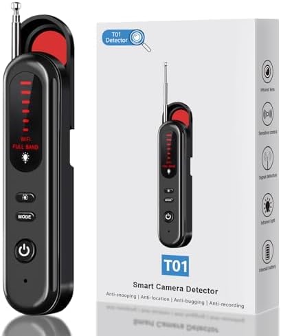 Hidden Camera Detector - 2025 Portable Camera Finder, GPS Tracker Detector, RF Wireless Signal Scanner for Office, Hotels, Cars, 5 Levels Sensitivity (Black)