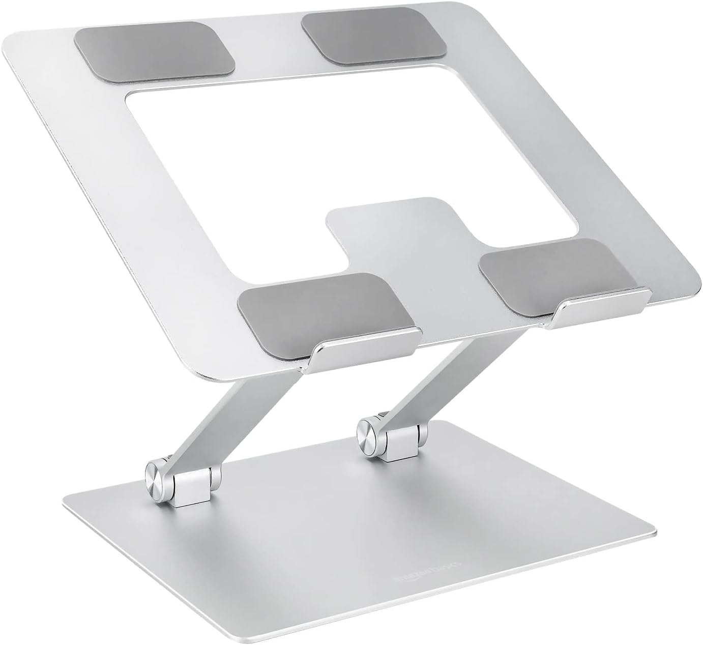 Sturdy and Portable Ergonomic Laptop Stand for Desk, Height Adjustable Riser with Ventilated Cooling, Foldable, Fits All Laptops up to 17.3 Inch, Silver, 10 X 8.7 X 6 In