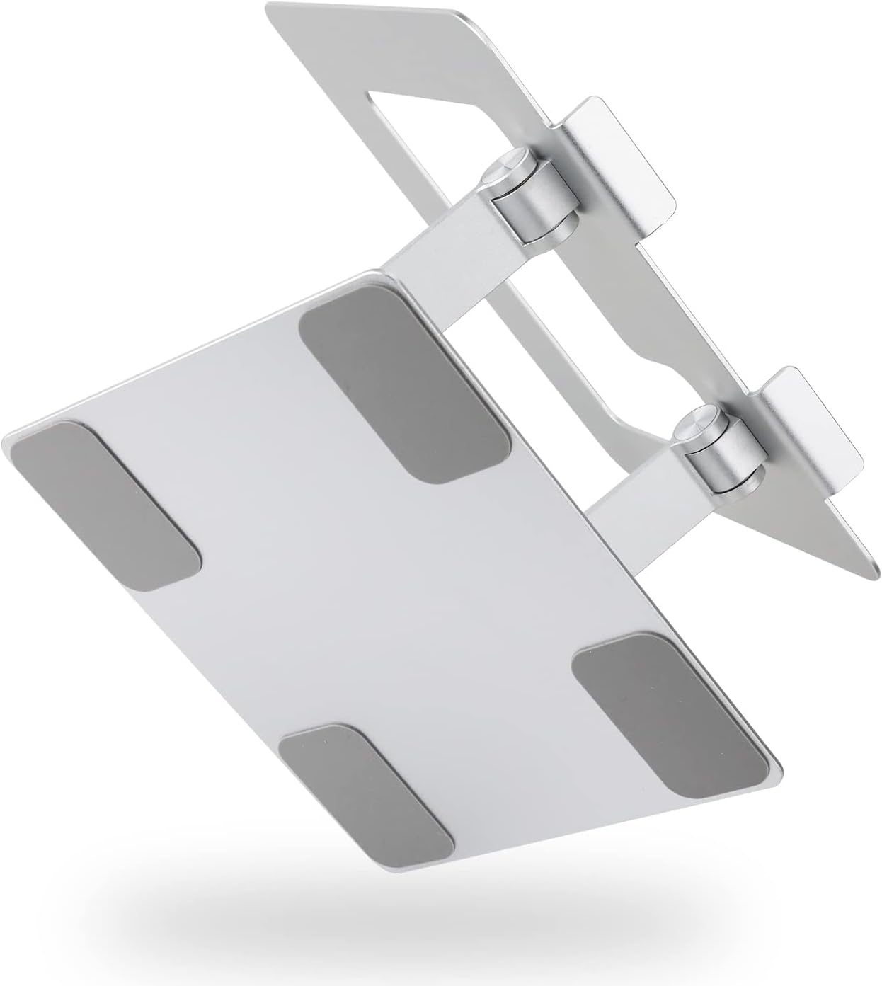 Sturdy and Portable Ergonomic Laptop Stand for Desk, Height Adjustable Riser with Ventilated Cooling, Foldable, Fits All Laptops up to 17.3 Inch, Silver, 10 X 8.7 X 6 In