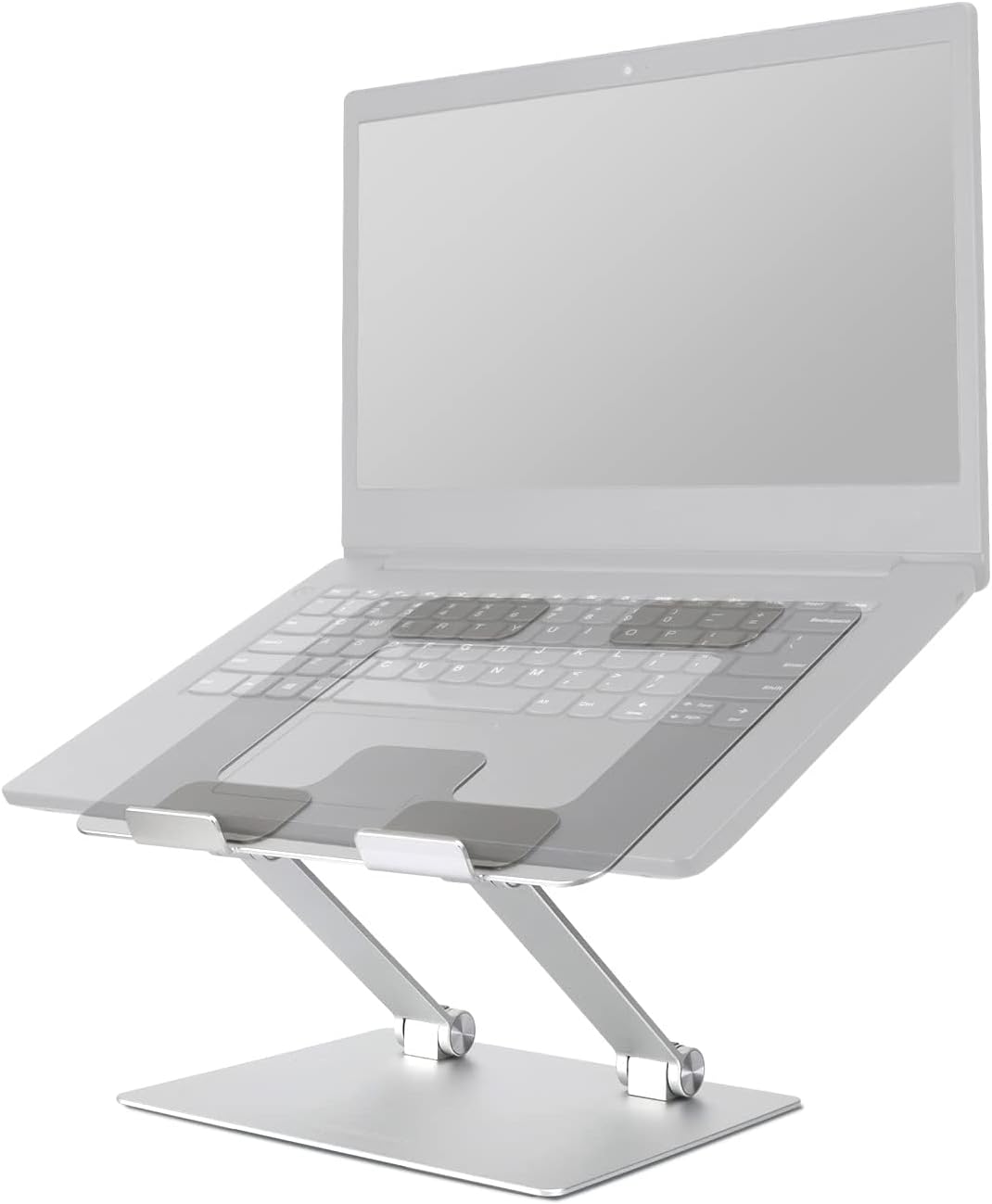 Sturdy and Portable Ergonomic Laptop Stand for Desk, Height Adjustable Riser with Ventilated Cooling, Foldable, Fits All Laptops up to 17.3 Inch, Silver, 10 X 8.7 X 6 In