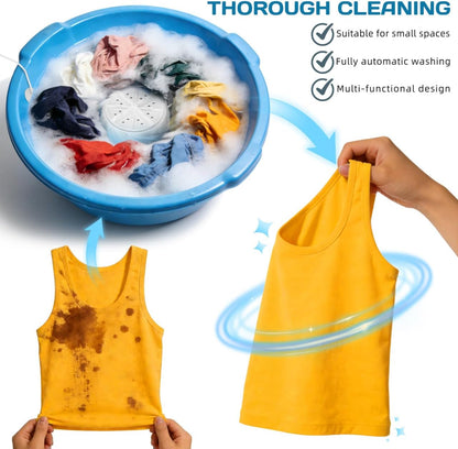 Portable Turbine Washing Machine with Ultrasonic Cleaning, Mini Fully Automatic Washer for Underwear, Socks & Baby Clothes, USB Powered Travel Laundry Washer for RV, Apartment & Dorm