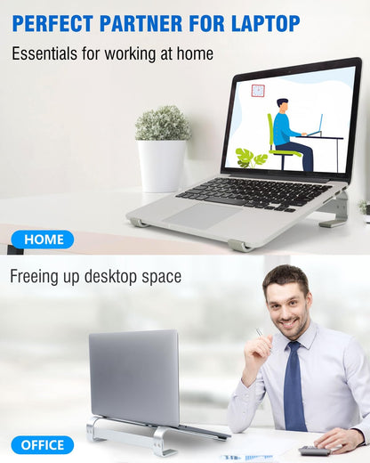 Laptop Stand for Desk, Ergonomic Aluminum Laptop Riser, Ventilated Notebook Stand Compatible with Macbook Air Pro, Dell XPS, HP, More 11-17.3 Inches Work from Home