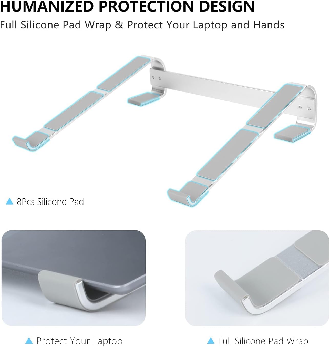 Laptop Stand for Desk, Ergonomic Aluminum Laptop Riser, Ventilated Notebook Stand Compatible with Macbook Air Pro, Dell XPS, HP, More 11-17.3 Inches Work from Home