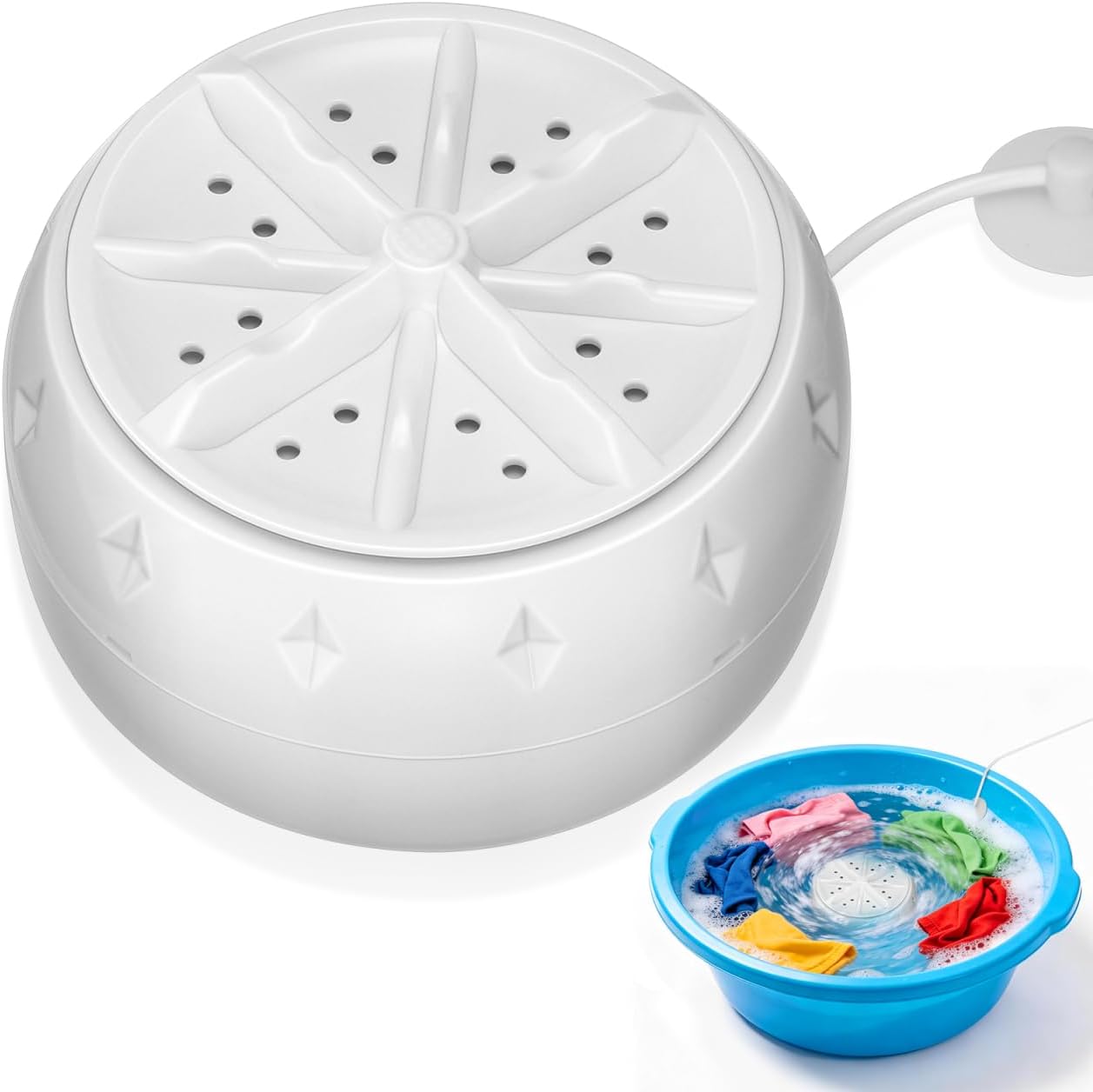Portable Turbine Washing Machine with Ultrasonic Cleaning, Mini Fully Automatic Washer for Underwear, Socks & Baby Clothes, USB Powered Travel Laundry Washer for RV, Apartment & Dorm
