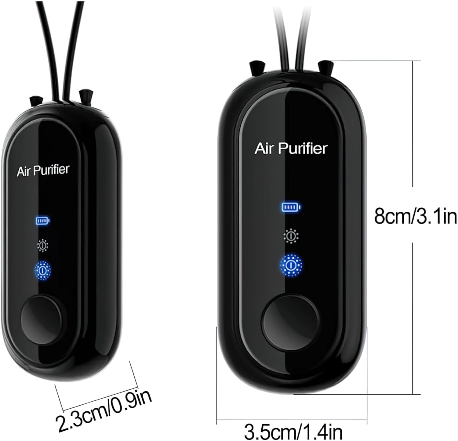 Portable Negative Ion Air Purifier Necklace, Personal Wearable Purification Device, Black, 3.1 X 1.4 X 0.9 Inches, 1.2 Billion Ion Output (Black)