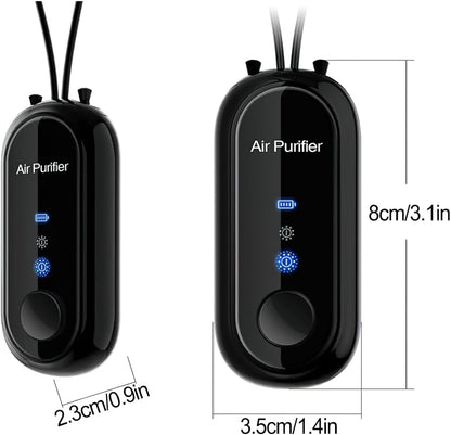 Portable Negative Ion Air Purifier Necklace, Personal Wearable Purification Device, Black, 3.1 X 1.4 X 0.9 Inches, 1.2 Billion Ion Output (Black)
