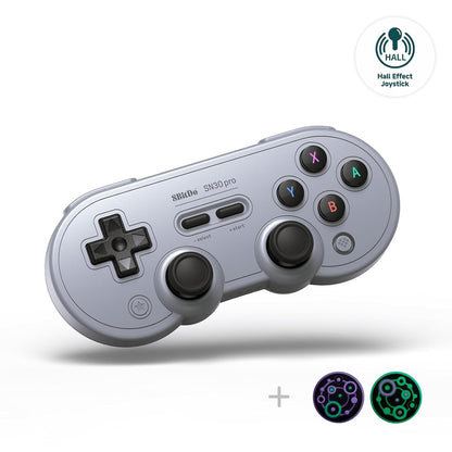 Sn30 Pro Wireless Bluetooth Controller, Hall Effect Joystick Update, Retro Gamepad for Switch/Switch 2, PC, Steam Deck, Android, Raspberry PI, Iphone, Ipad, Macos and Apple TV (Gray Edition)
