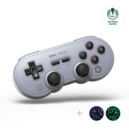 Sn30 Pro Wireless Bluetooth Controller, Hall Effect Joystick Update, Retro Gamepad for Switch/Switch 2, PC, Steam Deck, Android, Raspberry PI, Iphone, Ipad, Macos and Apple TV (Gray Edition)