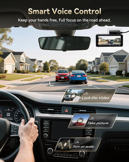 F77 4K+4K Dash Cam Front and Rear, Dual STARVIS 2 IMX678 HDR, Built-In 128GB Emmc, Voice Control Dash Camera for Cars with 5.8Ghz Wifi, 4'' Touch Screen, GPS, Night Vision, 24H Parking Mode
