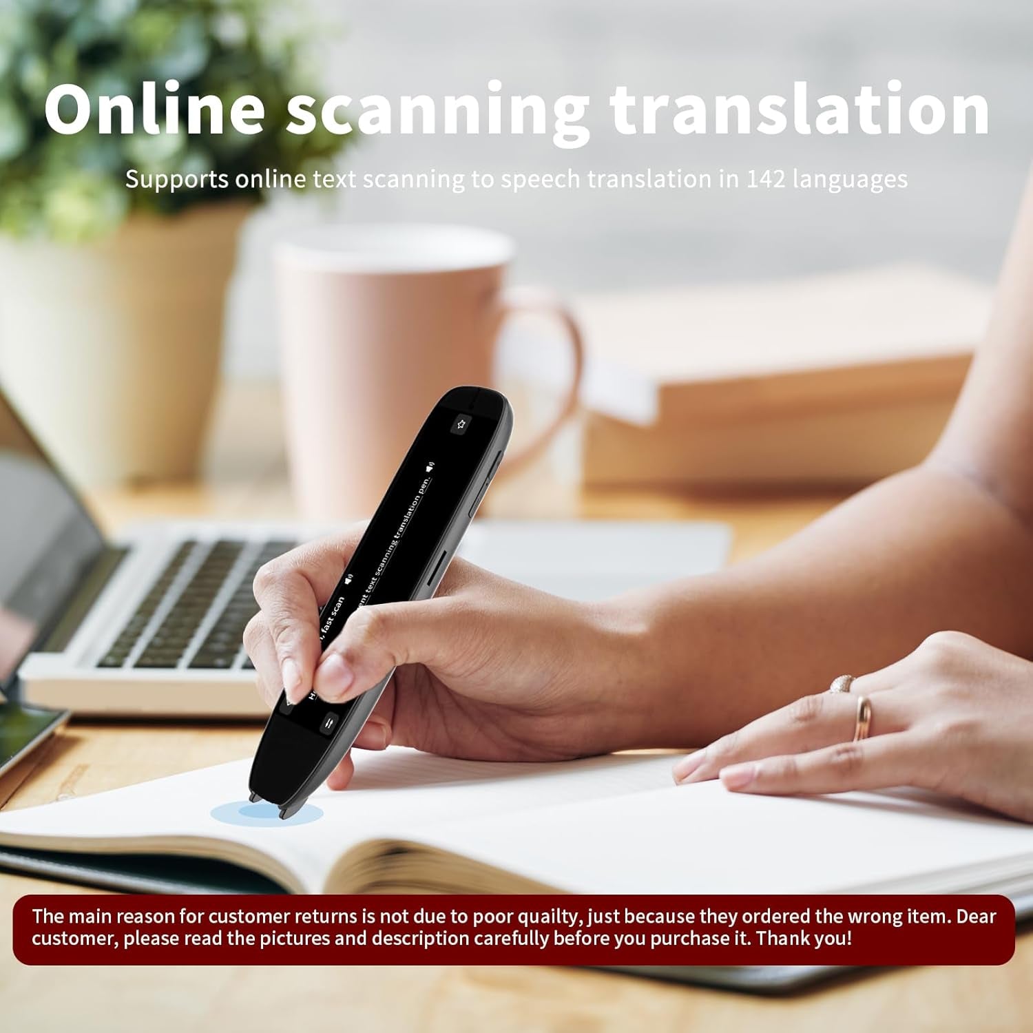 Scan Translator Pen, Dyslexia Tools, Language Translator Device, Text to Speech Reading Pen for Learning Difficulties, Language Learners and Elderly Users, 142 Online/10 Offline Languages