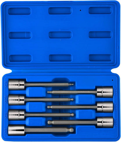 10244A 3/8-Inch-Drive Extra-Long Ball-End Hex-Bit Socket Set, SAE Sockets 1/8" to 3/8", S2 Steel, 7-Piece Set