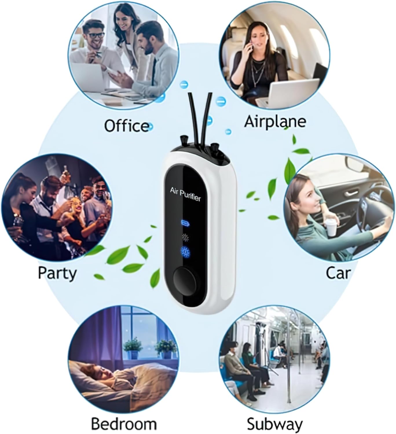 Portable Negative Ion Air Purifier Necklace, Personal Wearable Purification Device, Black, 3.1 X 1.4 X 0.9 Inches, 1.2 Billion Ion Output (Black)