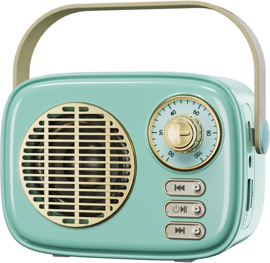 Retro Bluetooth Speaker,Vintage Decor,Mini Wireless Bluetooth Speaker,Gifts for Teenage Girls Women,Cute Portable Old Fashion Style for Kitchen Desk Bedroom Office Party (Blue)