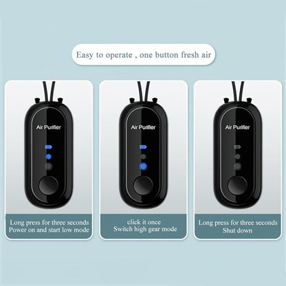 Portable Negative Ion Air Purifier Necklace, Personal Wearable Purification Device, Black, 3.1 X 1.4 X 0.9 Inches, 1.2 Billion Ion Output (Black)