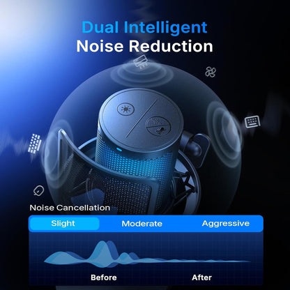 DGM20W Wireless Microphone for PC, Condenser USB Mic for Gaming Streaming with Noise Cancellation & Quick Mute,Gain Control,Rgb,Software, Computer Desktop Mic for PS5 Twitch Discord