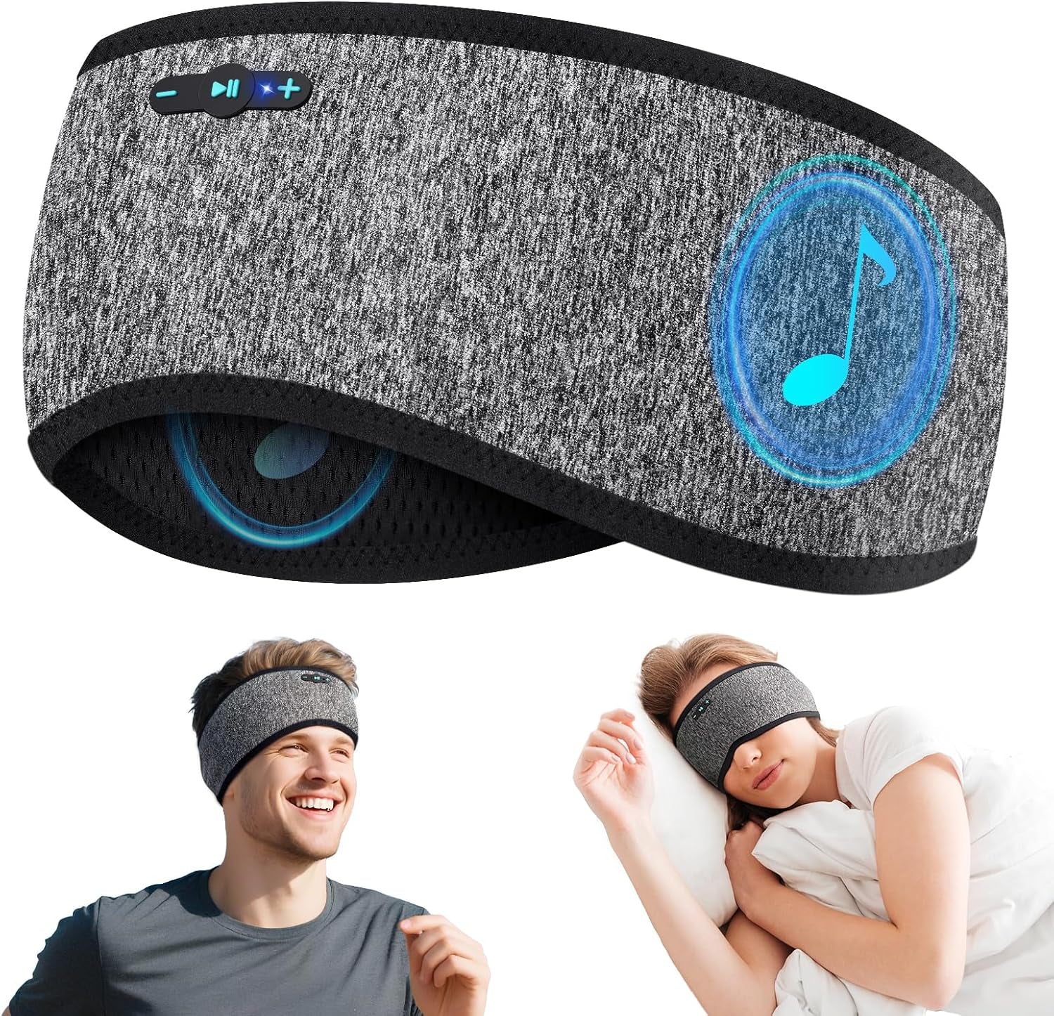 Sleep Headphones Bluetooth 6.0 Headband, 20H Playtime Headband Headphones with HD Stereo Speakers, Sports Wireless Earphones for Side Sleepers Workout Yoga Travel Meditation, Gifts for Women Men