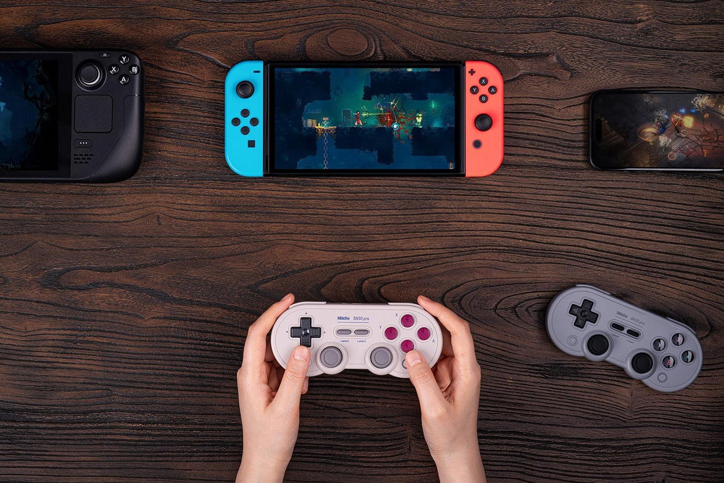 Sn30 Pro Wireless Bluetooth Controller, Hall Effect Joystick Update, Retro Gamepad for Switch/Switch 2, PC, Steam Deck, Android, Raspberry PI, Iphone, Ipad, Macos and Apple TV (Gray Edition)
