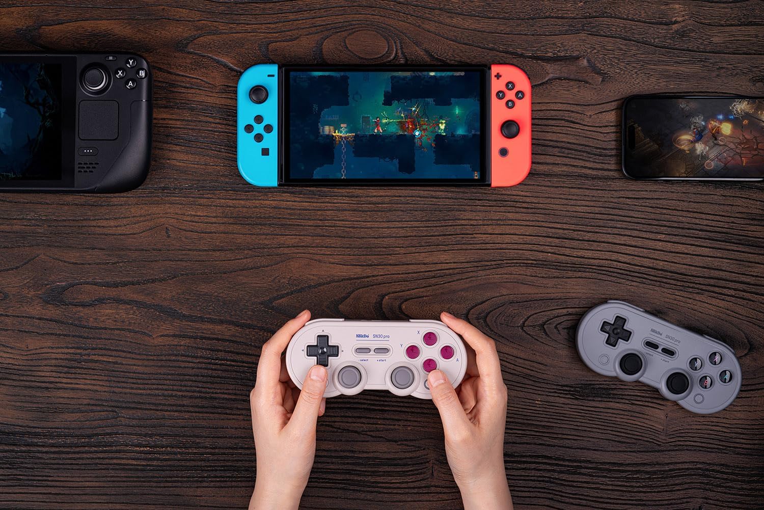 Sn30 Pro Wireless Bluetooth Controller, Hall Effect Joystick Update, Retro Gamepad for Switch/Switch 2, PC, Steam Deck, Android, Raspberry PI, Iphone, Ipad, Macos and Apple TV (Gray Edition)