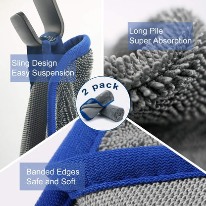Microfiber Car Drying Towel Super Absorbent Twist Pile Car Towels Rapid Drying Large Cleaning Lint-Free Detailing Cloth Gray 20 X 24 Inches Pack of 2