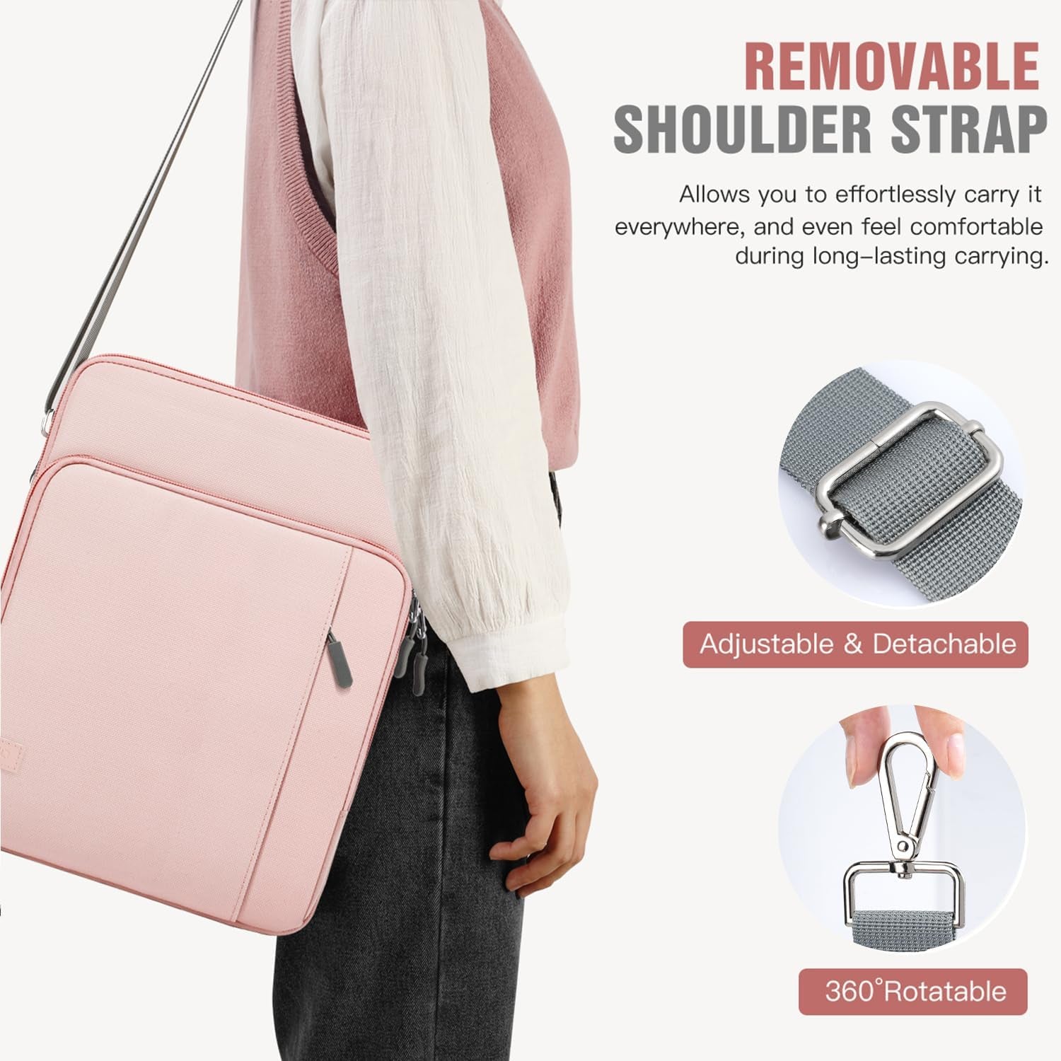 13.3-14 Inch Laptop Sleeve Case Carrying Bag with Pockets for Surface Pro 9/8/X, Macbook Air 2022-2018, Macbook Pro M2 14" /13" M2/M1 Max 14.2 2023-2021, Galaxy Tab S9+/S8+ 12.4", Pink