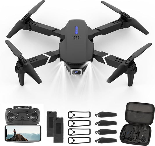 Mini Drone with Camera, 4K HD FPV Drone, Altitude Hold, Gesture Selfie, One Key Return/Emergency Stop, 3D Flips, Waypoint Fly, 2 Batteries, Foldable Drones for Kids and Beginners