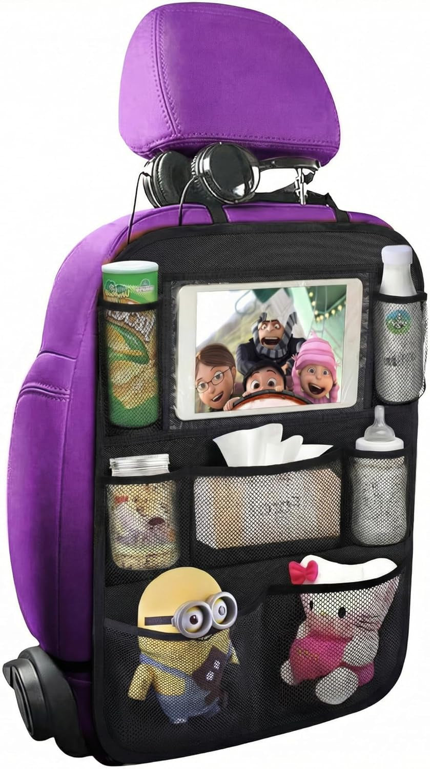 Backseat Car Organizer Mats Back Seat Organizers and Storage Bag with Touch Screen Tablet Holder for Kids Toddlers Car Seats, Travel Accessories, Road Trip Essentials Kids