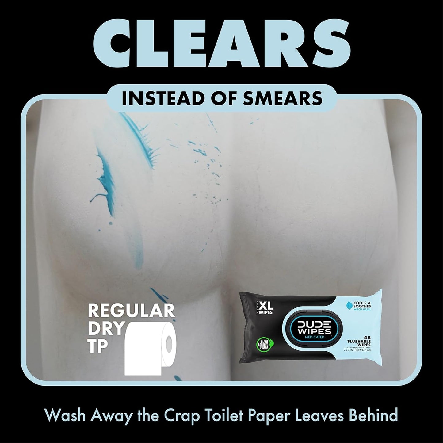 Wipes Fragrance Free Hemorrhoid Flushable Wipes - 3 Pack (144 Count) - Extra-Large, Medicated with Witch Hazel for Soothing Relief - Septic and Sewer Safe