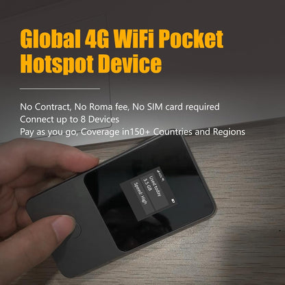 Global Travel Mobile Hotspot Device 4G Pocket Router No Roaming Fee Built-In SIM Card No Need Physical Card No Contract 150 Countries Travel Portable Wifi Hotspot 10GB for US