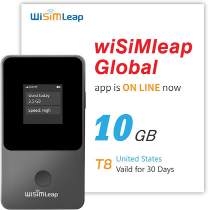 Global Travel Mobile Hotspot Device 4G Pocket Router No Roaming Fee Built-In SIM Card No Need Physical Card No Contract 150 Countries Travel Portable Wifi Hotspot 10GB for US