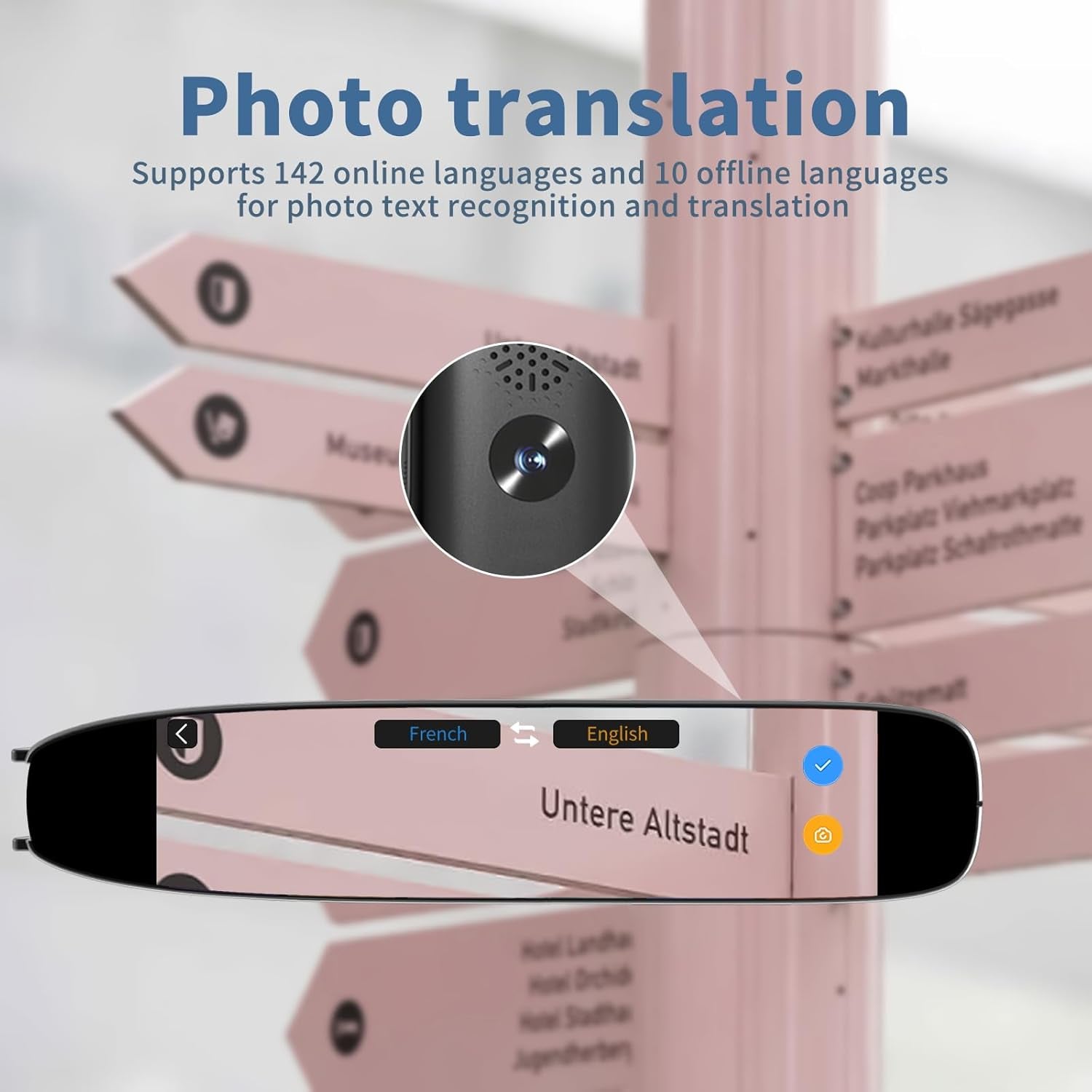 Scan Translator Pen, Dyslexia Tools, Language Translator Device, Text to Speech Reading Pen for Learning Difficulties, Language Learners and Elderly Users, 142 Online/10 Offline Languages