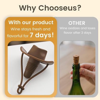 2 Pack Cowboy Hat Wine Stopper, Silicone Wine Stoppers for Wine Bottles, Funny Gifts for Men and Women (Coffee & Pink)